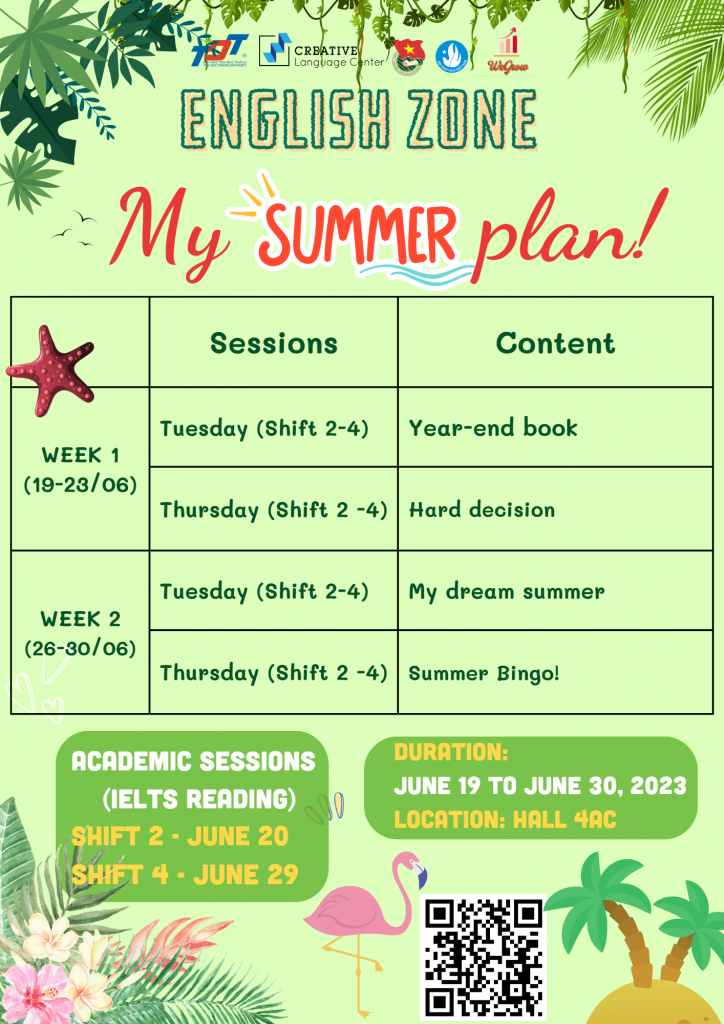 English Zone in June, 2023 My summer plan! Ton Duc Thang University